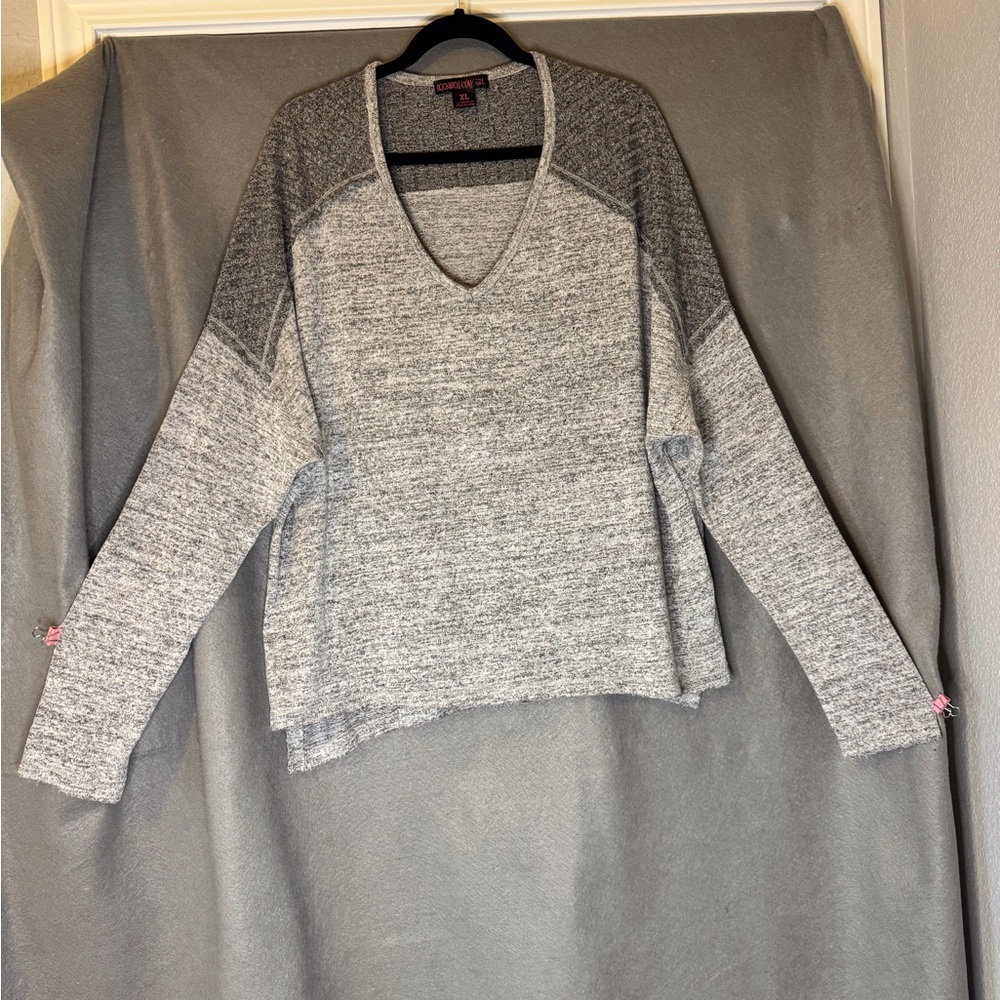 Gray V-Neck Women's Top